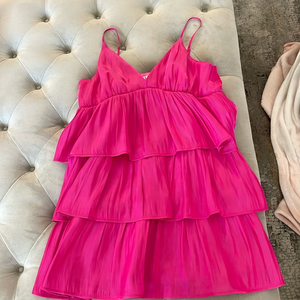 magenta pink ruffle dress, TCEC